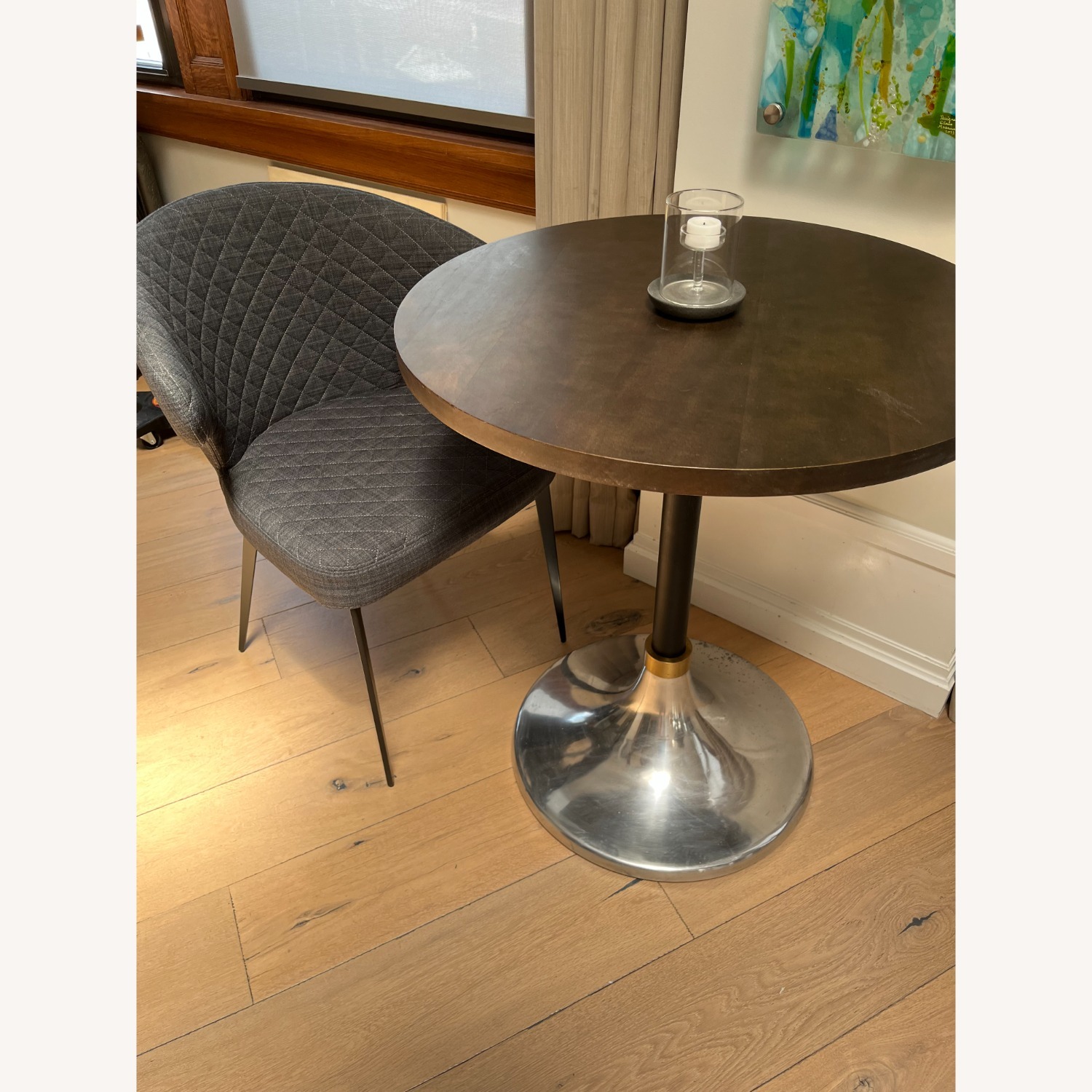 CB2 Hackney Wood Bistro Table with Silver Base - image-2