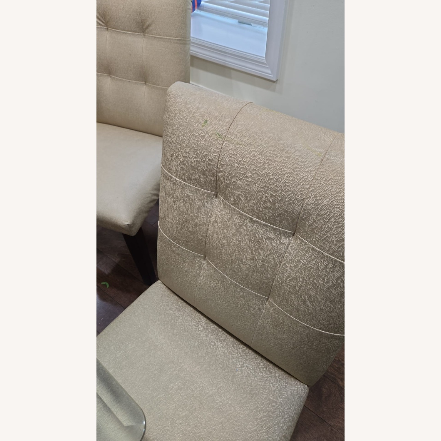 Glass Dining Table Set Gold Chairs and Brass Base - image-9