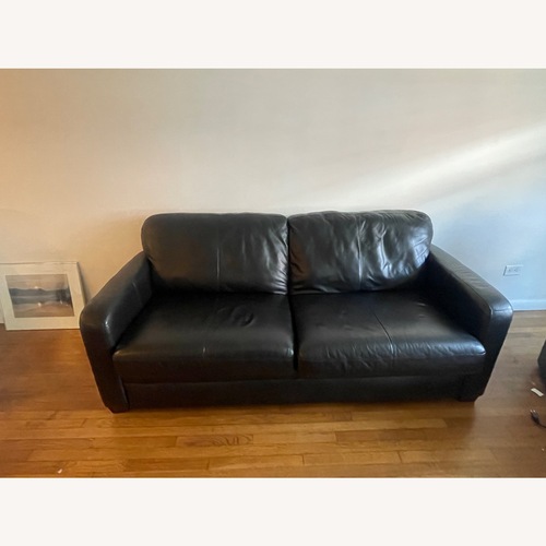 Used Raymour & Flanigan Leather Like Sleeper Sofa for sale on AptDeco
