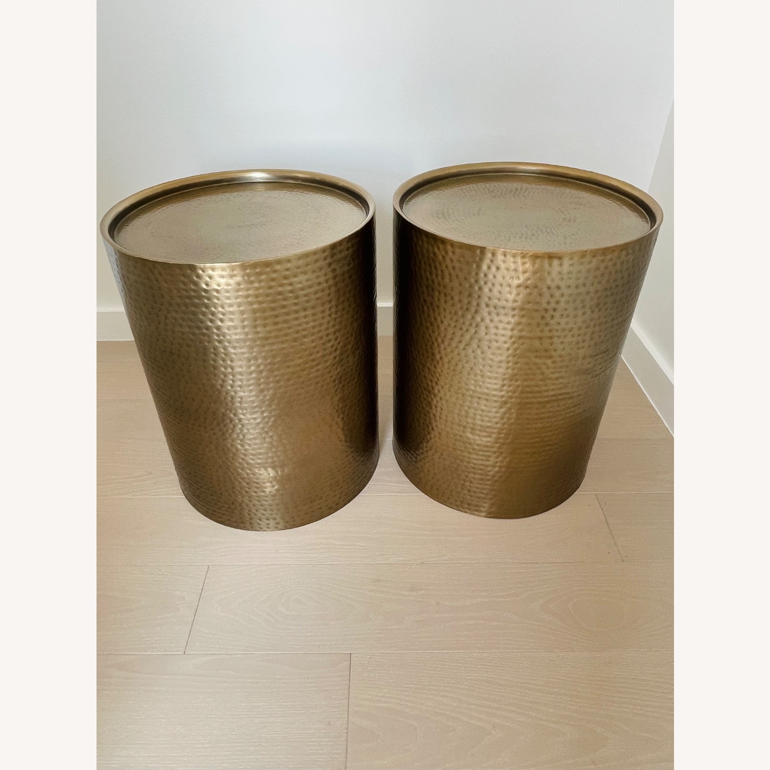 Target Hammered Gold Brass End Tables X2 - image-3