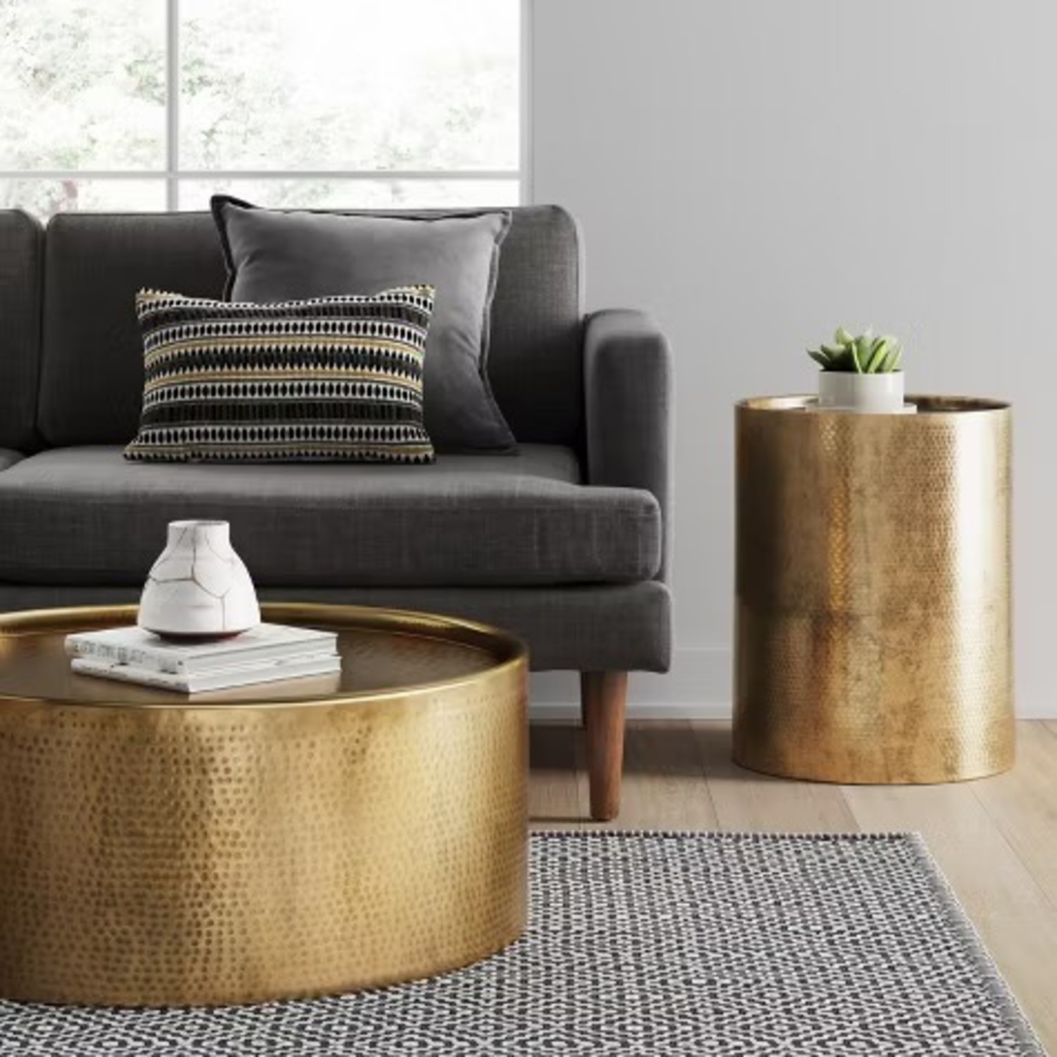 Target Hammered Gold Brass End Tables X2 - image-4