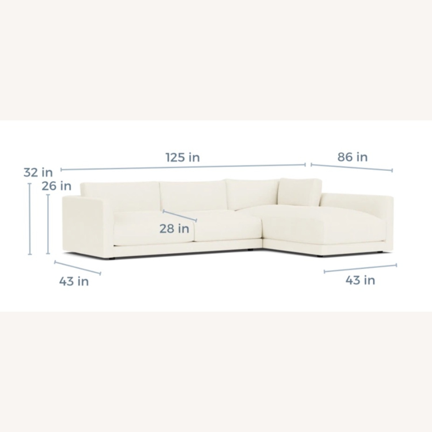 Room & Board Clemens Sectional Gray Fabric 125 inch - image-5