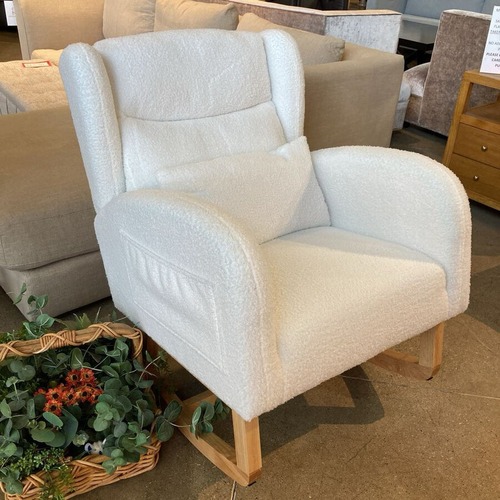 Used Modern Boucle Lounge Arm Rocking Chair for sale on AptDeco