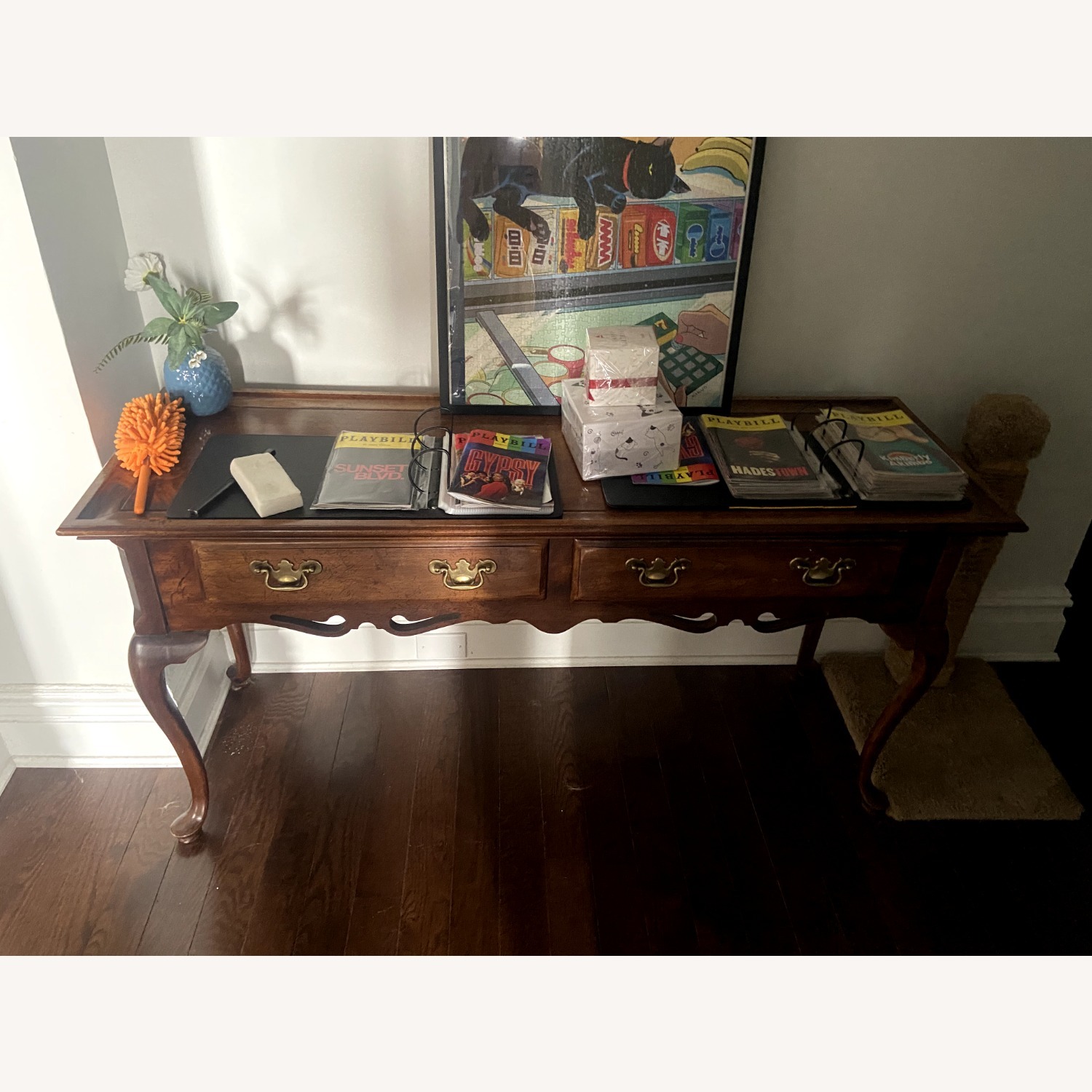 Vintage Dark Brown Console / Hall Table - image-1