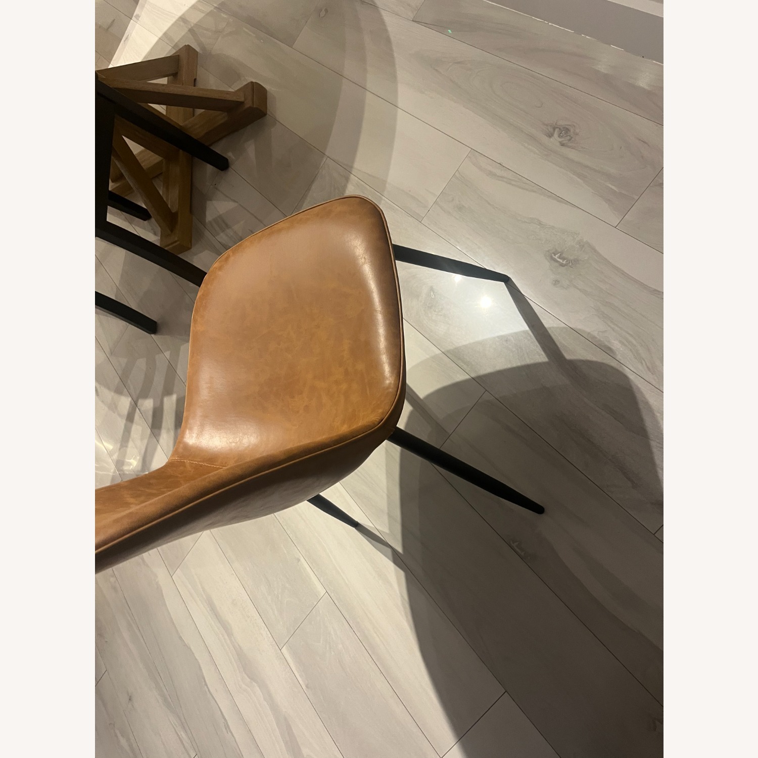 Faux Leather Caramel Dining Chairs - image-4