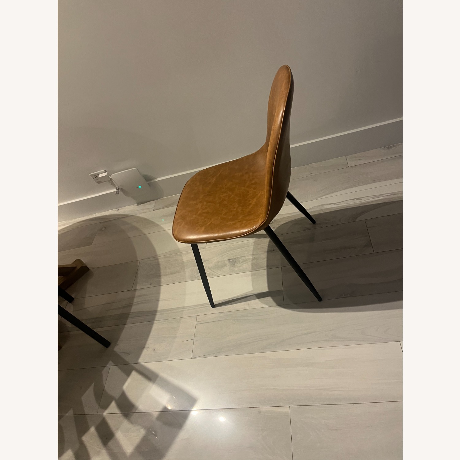 Faux Leather Caramel Dining Chairs - image-3