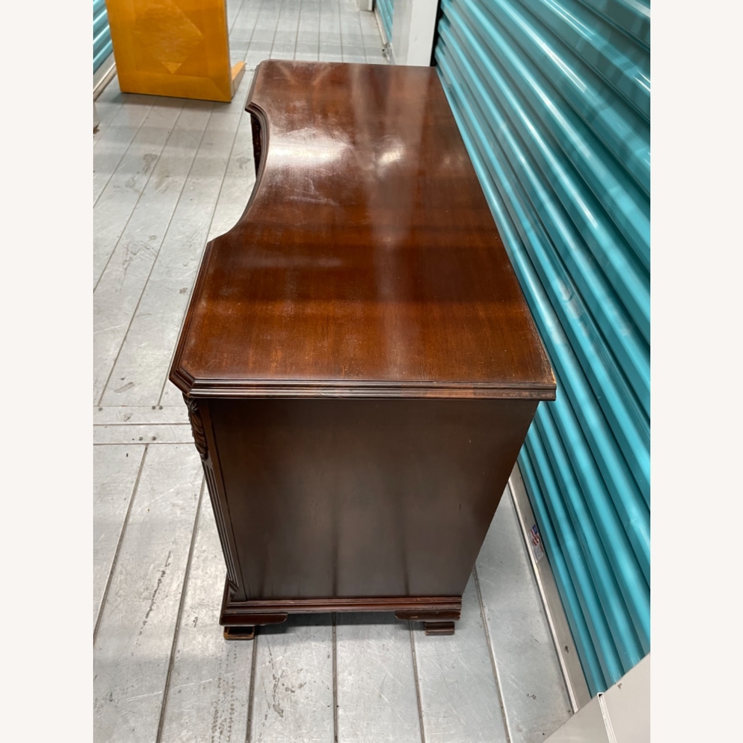 Antique 1930s Sold Mahogany Writing Desk - image-10