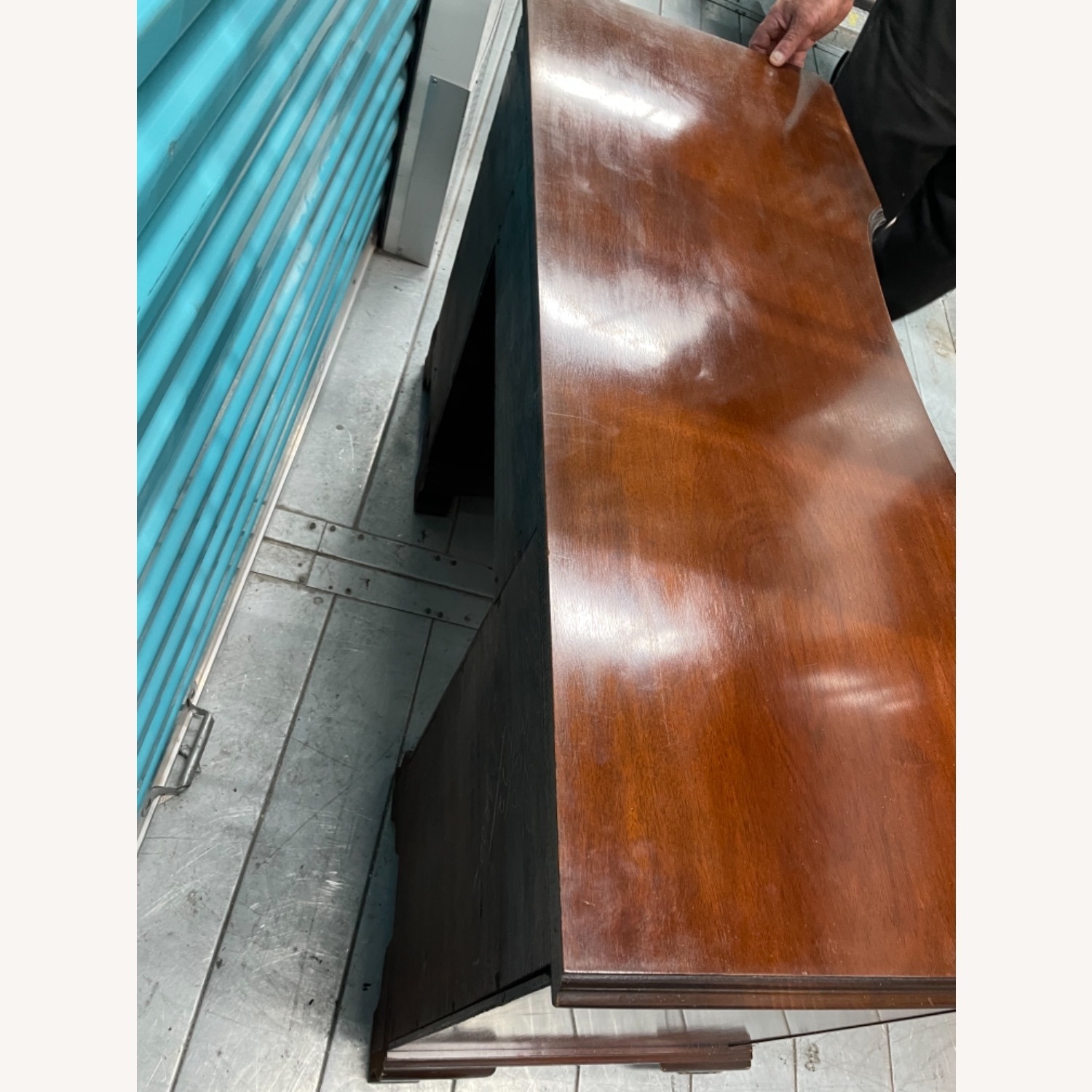 Antique 1930s Sold Mahogany Writing Desk - image-13