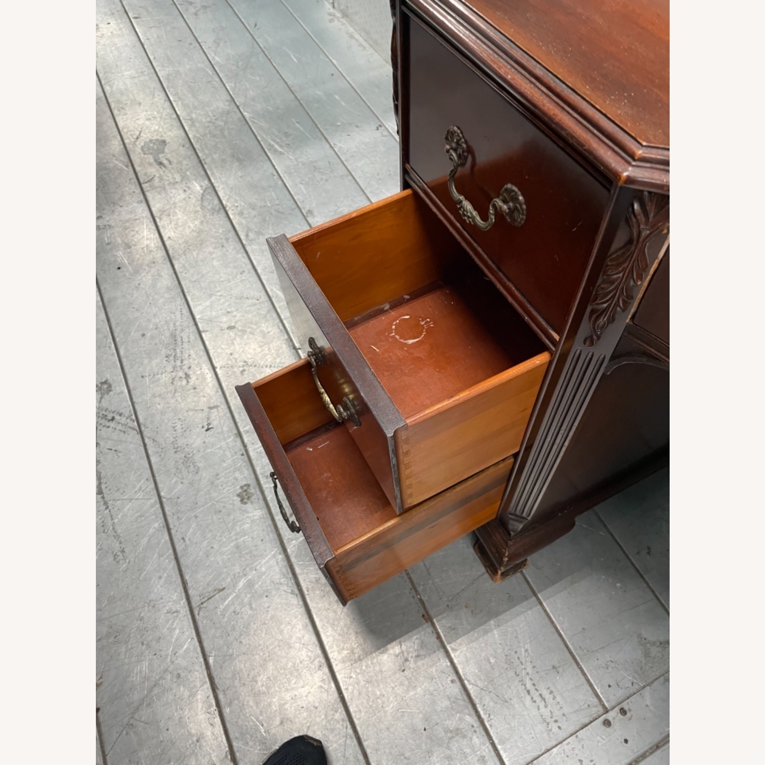 Antique 1930s Sold Mahogany Writing Desk - image-25