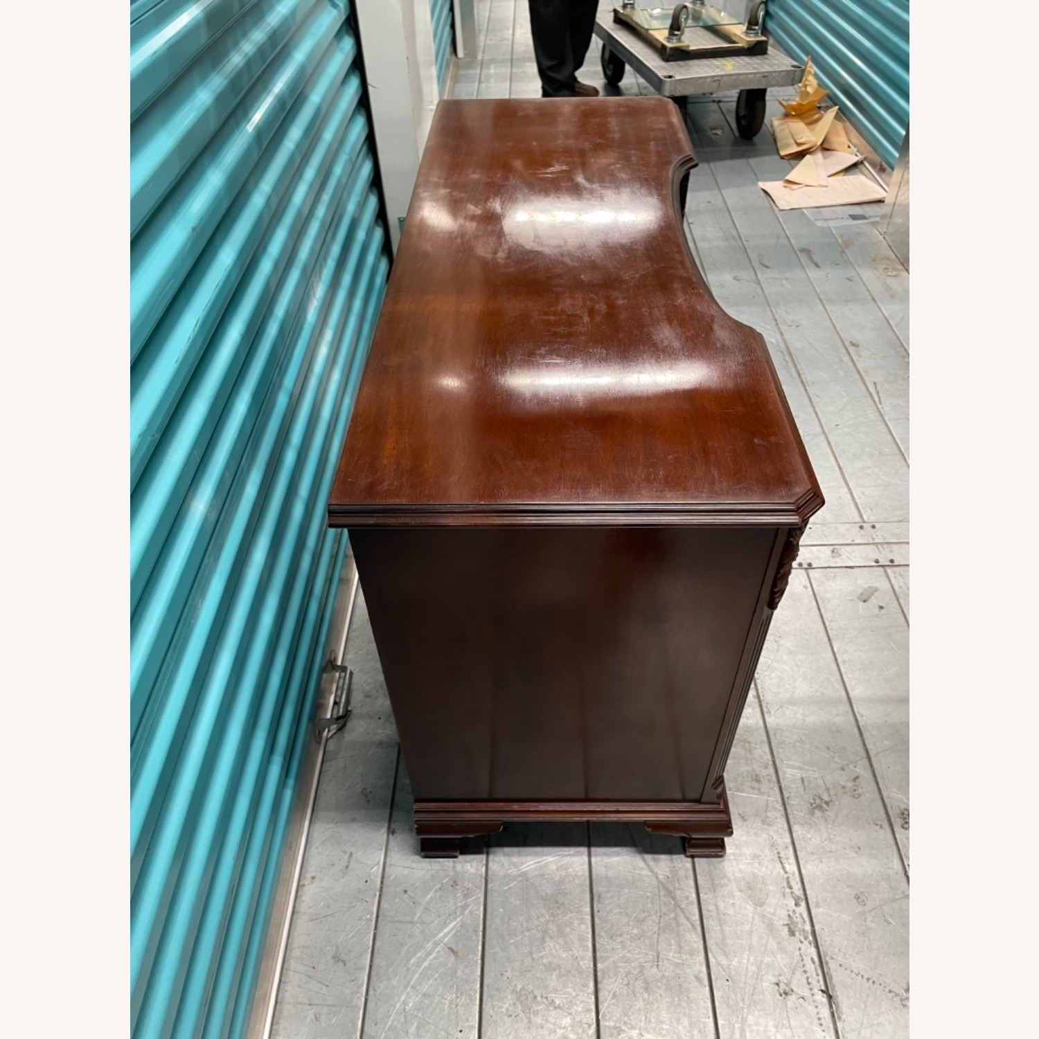 Antique 1930s Sold Mahogany Writing Desk - image-12