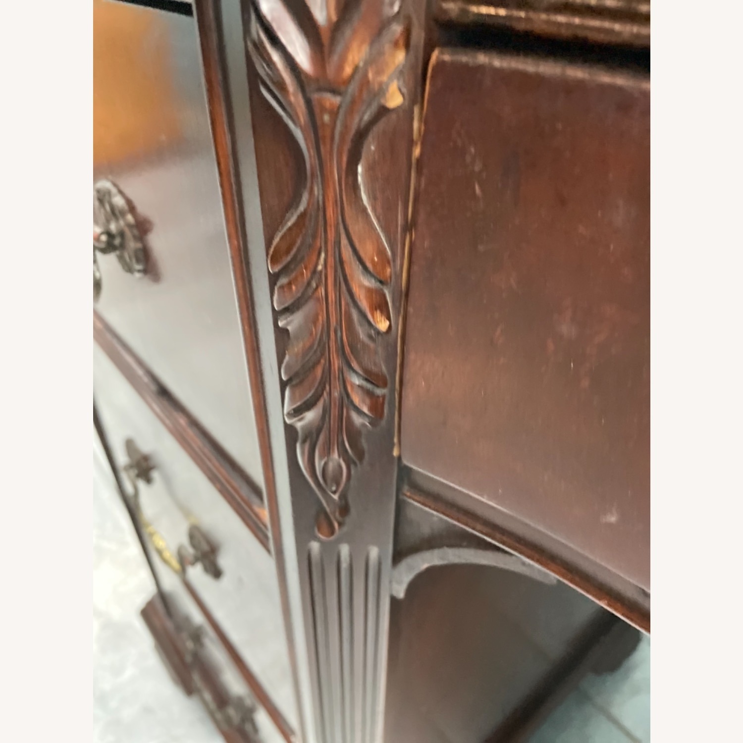 Antique 1930s Sold Mahogany Writing Desk - image-26