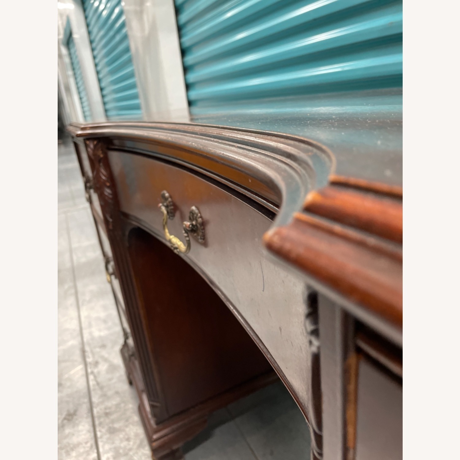 Antique 1930s Sold Mahogany Writing Desk - image-23