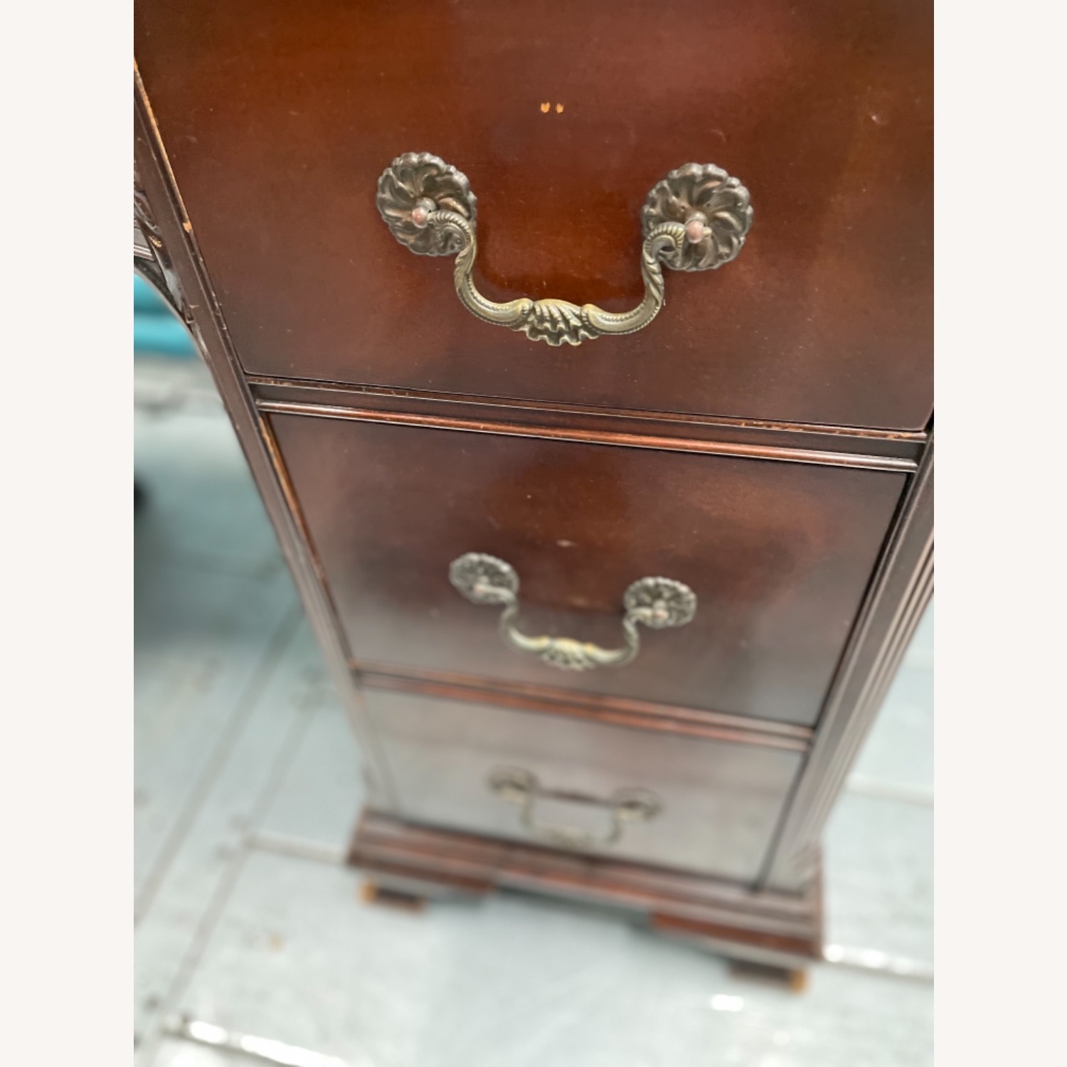 Antique 1930s Sold Mahogany Writing Desk - image-16