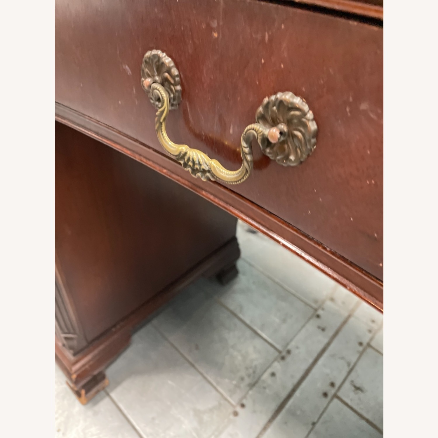 Antique 1930s Sold Mahogany Writing Desk - image-17