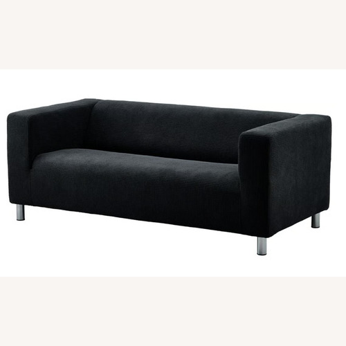 Used IKEA KLIPPAN Loveseat, Grey and Red Cover for sale on AptDeco
