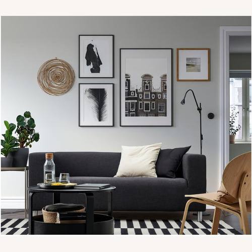 Used IKEA KLIPPAN Loveseat, Grey and Red Cover for sale on AptDeco