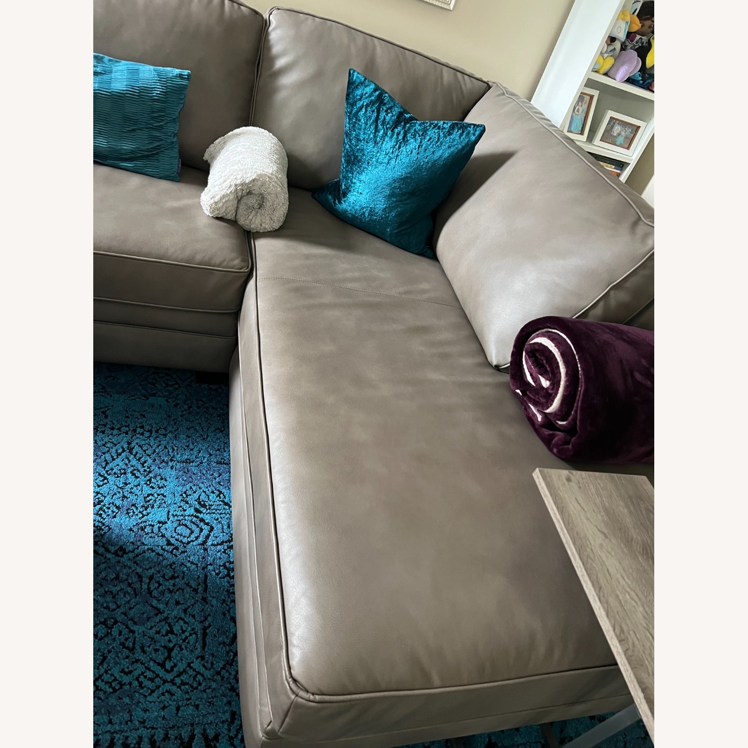 Gray Sectional Sofa With Lounge and Ottoman - image-2