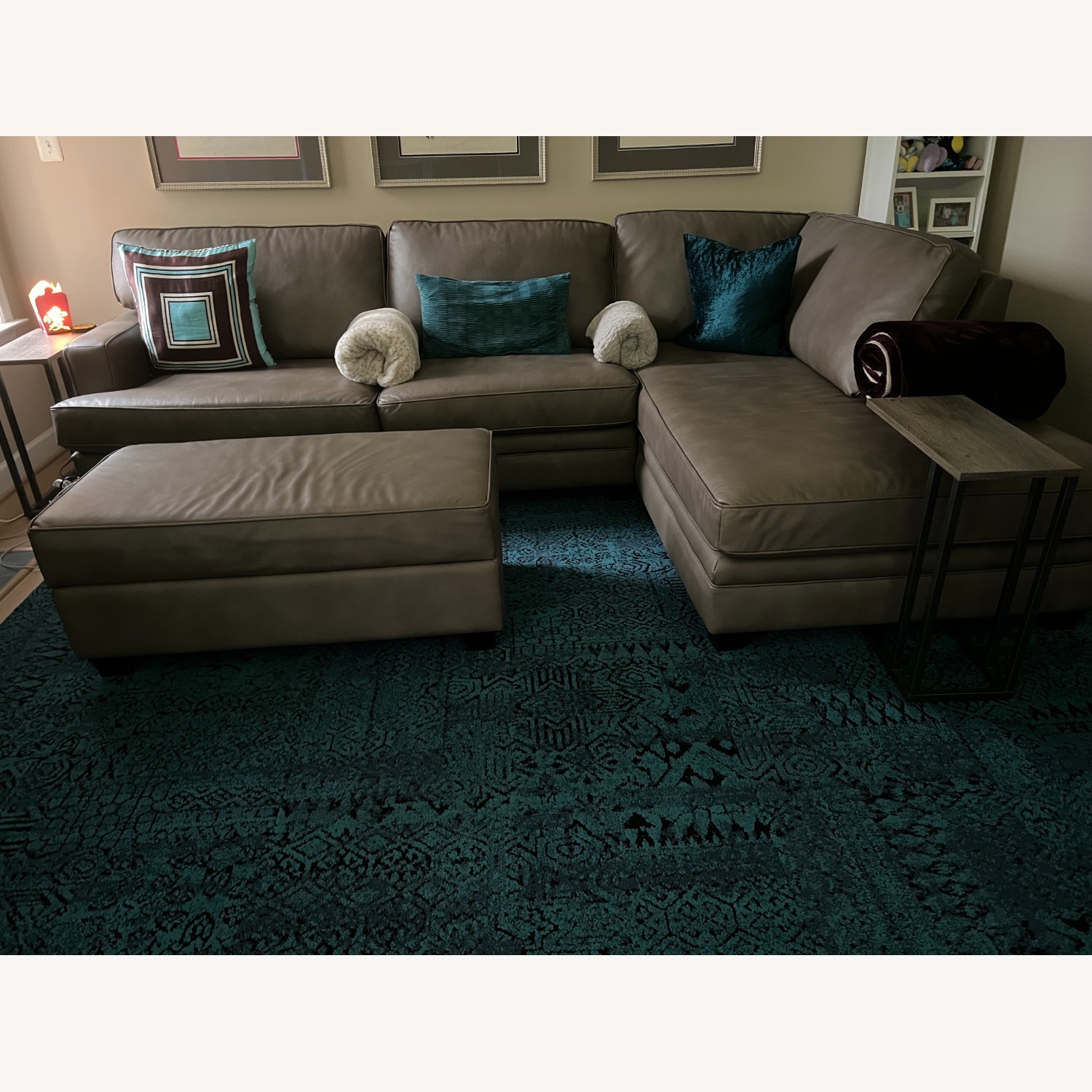 Gray Sectional Sofa With Lounge and Ottoman - image-1