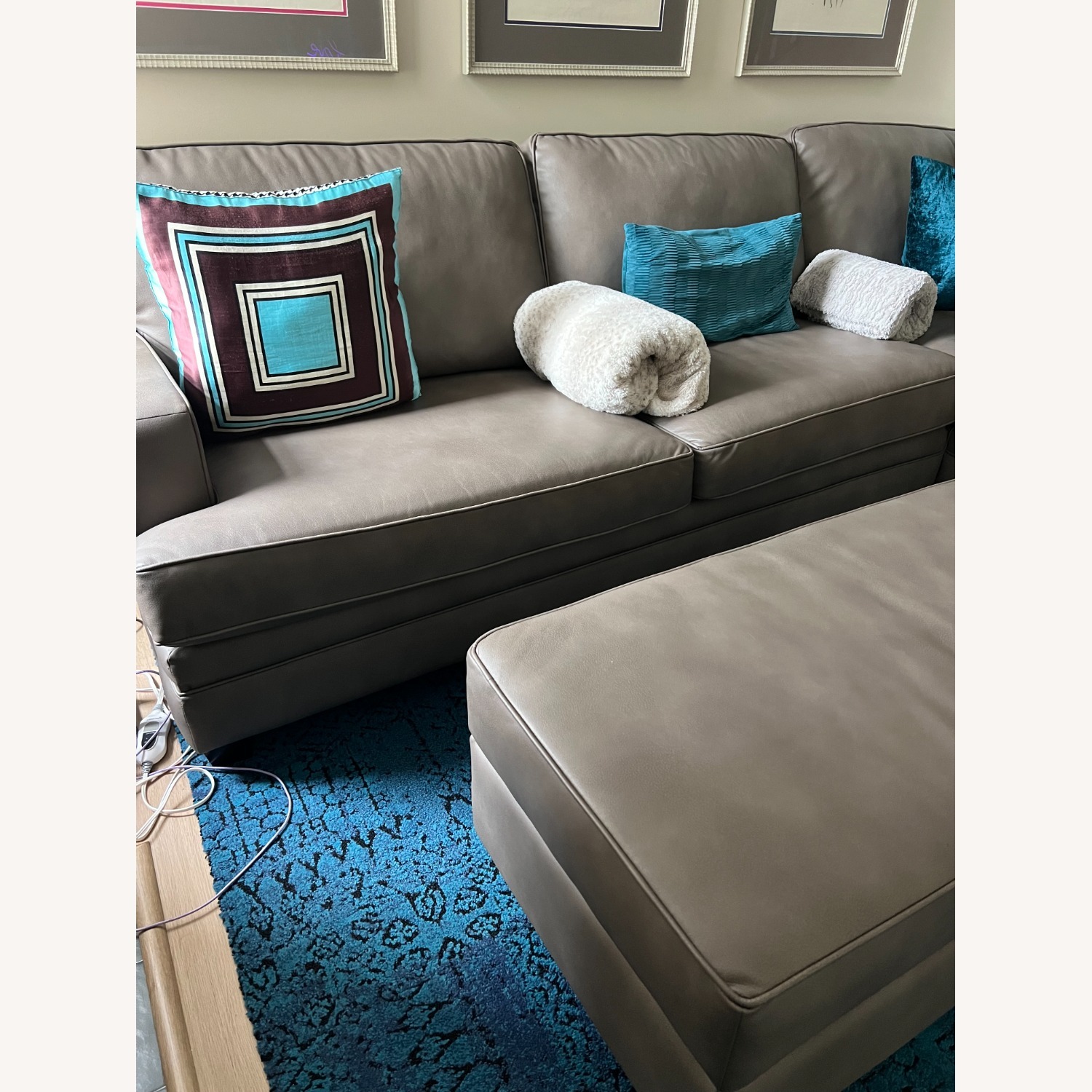 Gray Sectional Sofa With Lounge and Ottoman - image-4