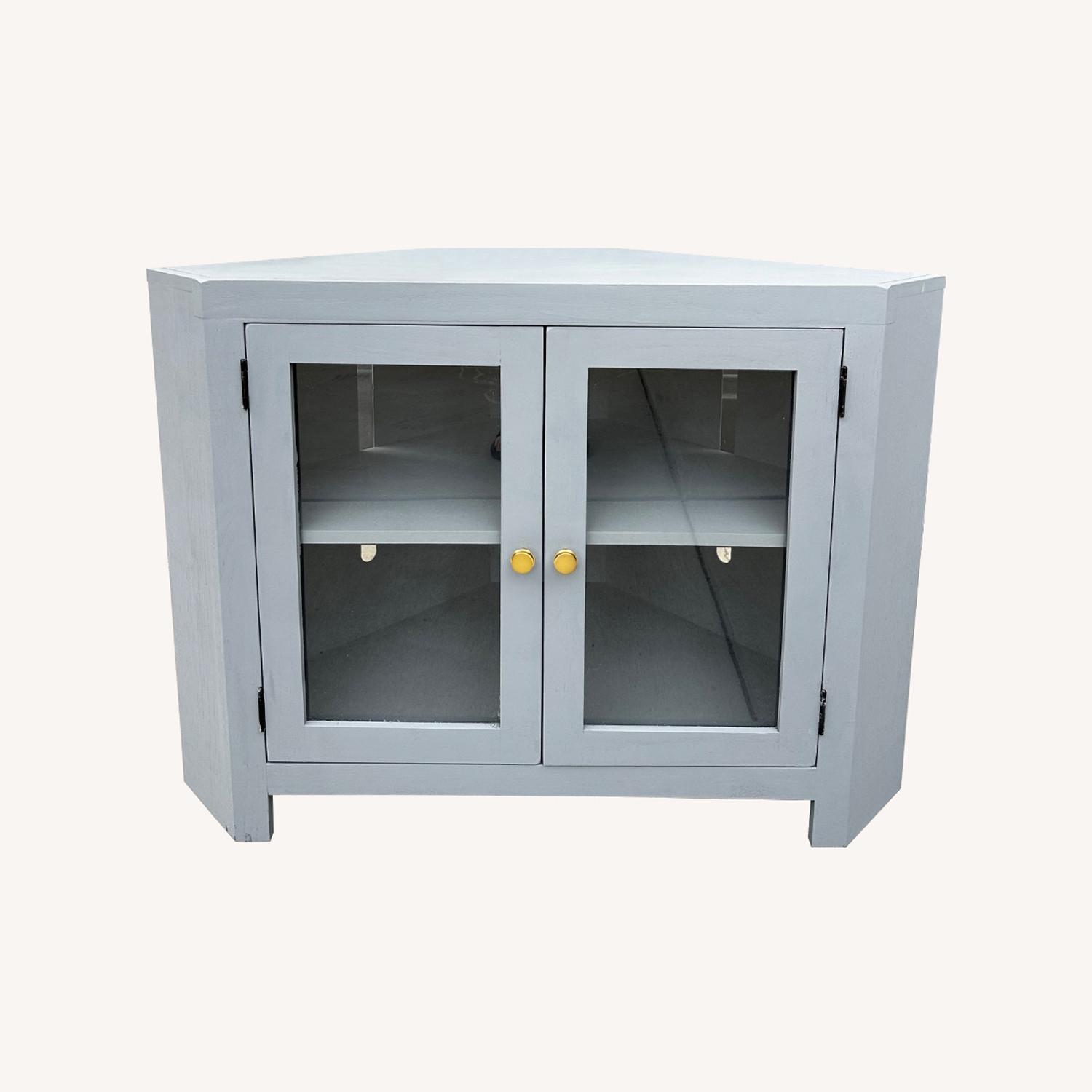 Refinished Grey Corner Cabinet - image-0