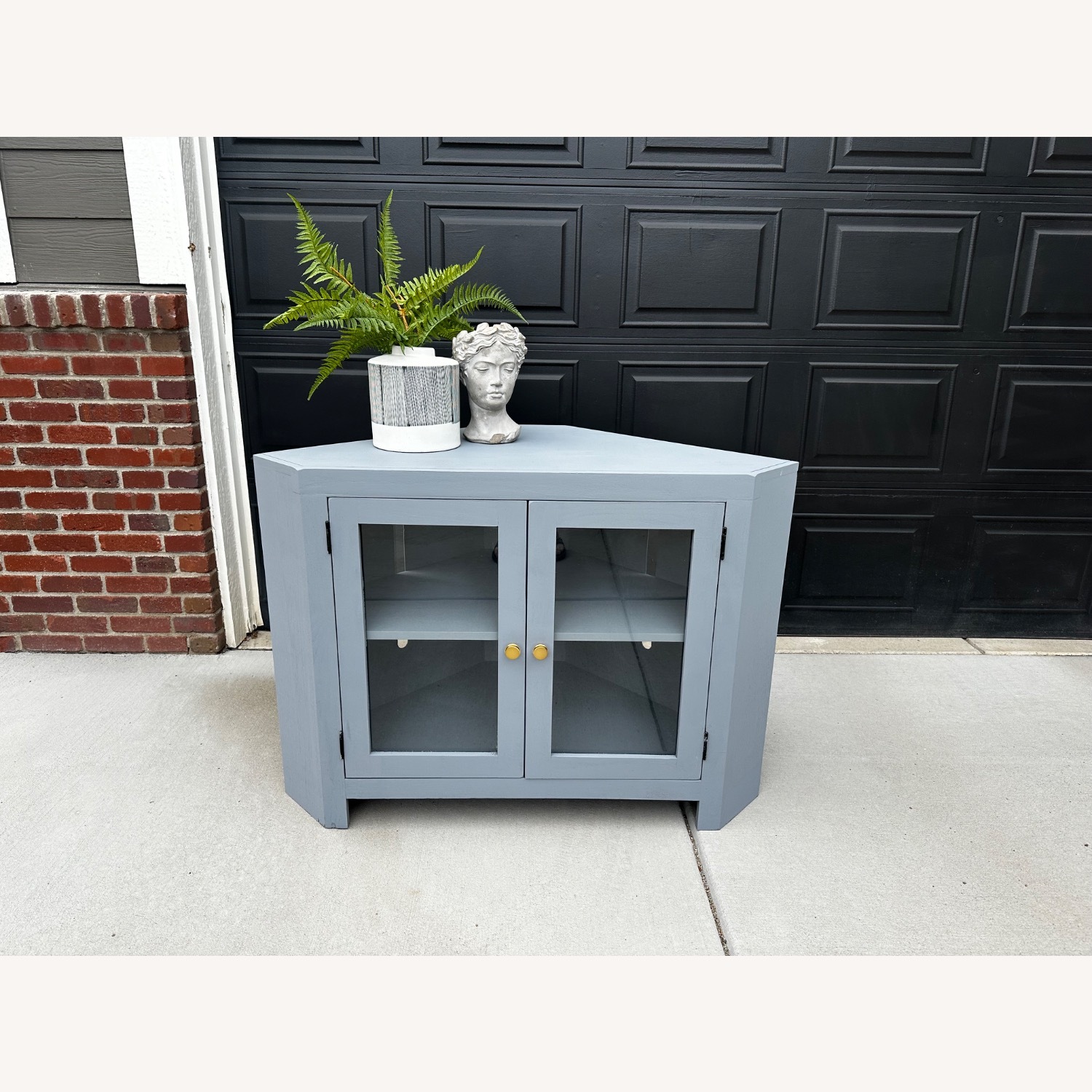 Refinished Grey Corner Cabinet - image-1