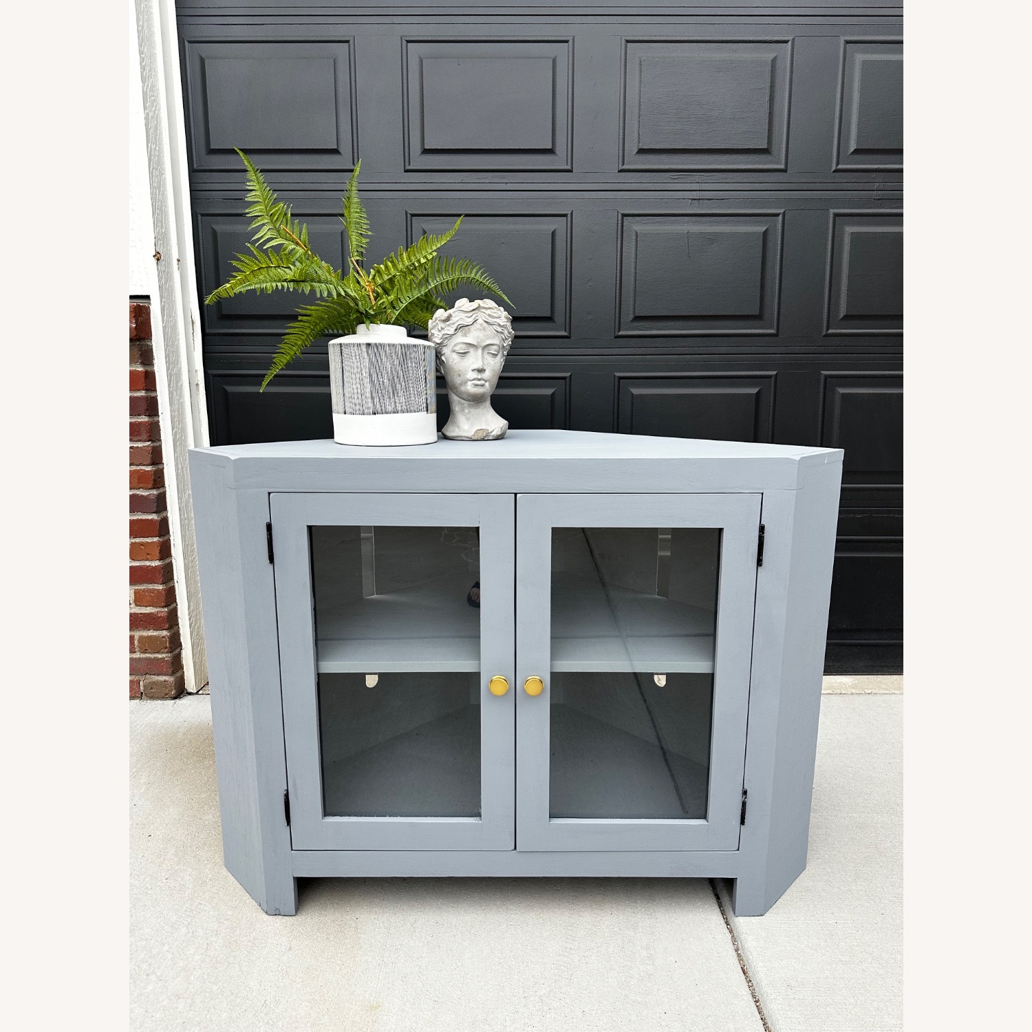 Refinished Grey Corner Cabinet - image-3