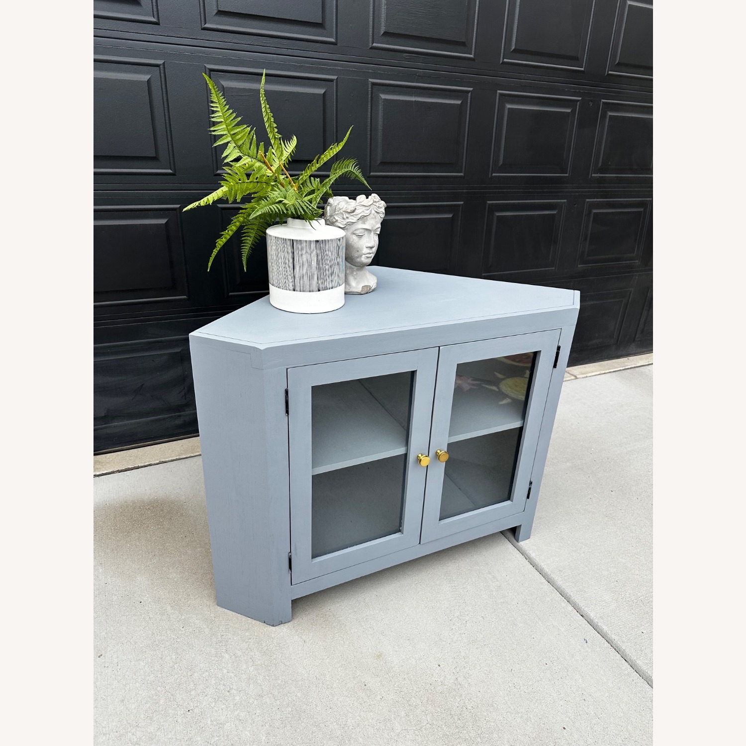 Refinished Grey Corner Cabinet - image-7