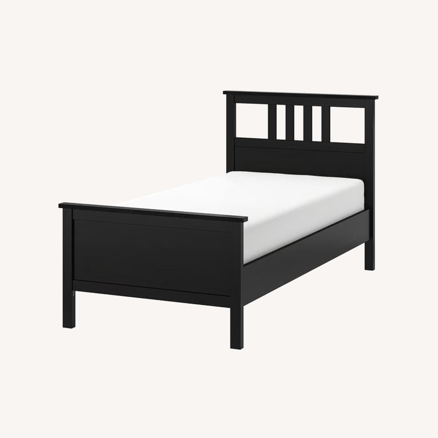 IKEA Hemnes Black/ Dark Brown Twin Bed - image-0