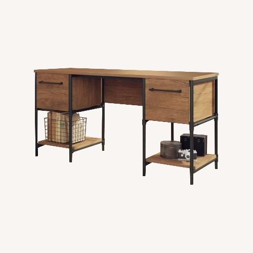 Used Sauder Industrial Oak Wooden Desk for sale on AptDeco