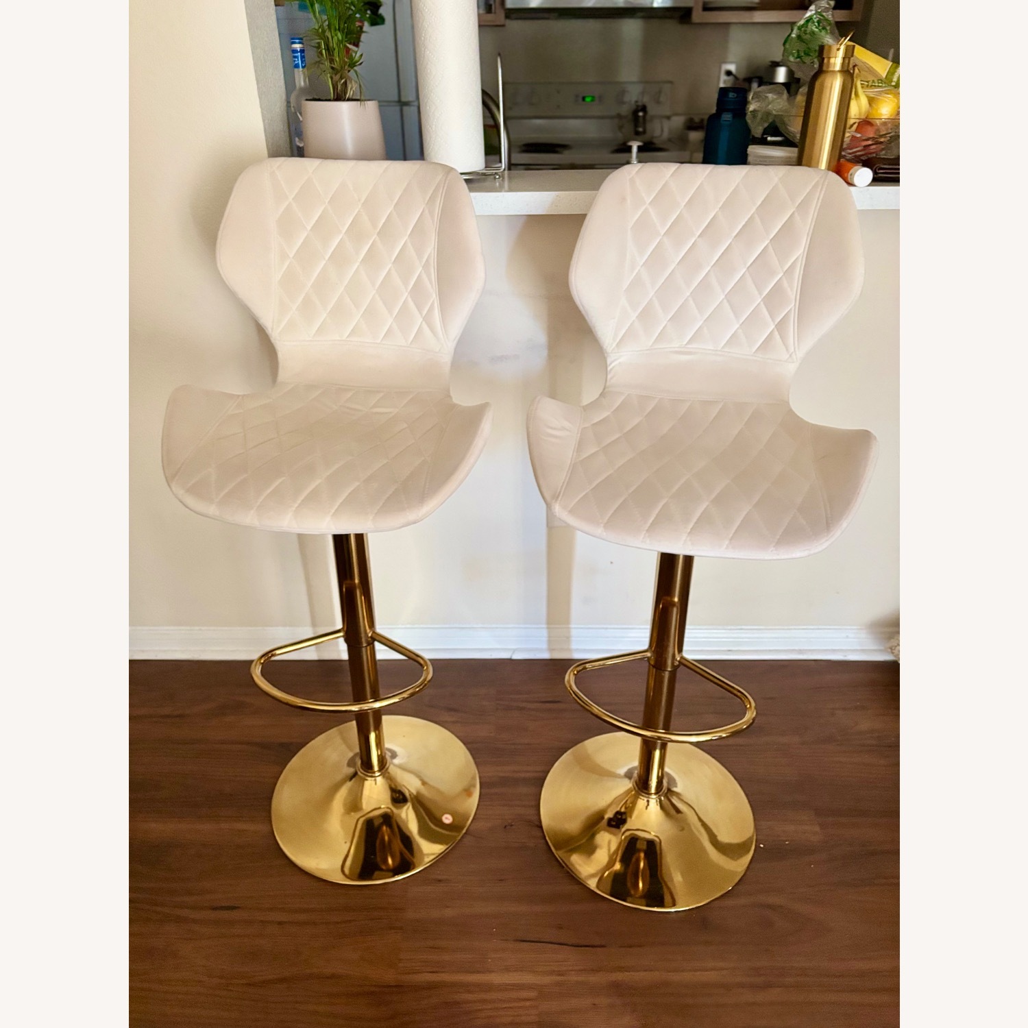 Velvet Bar Stools Set of 2 Counter Barstools - image-1