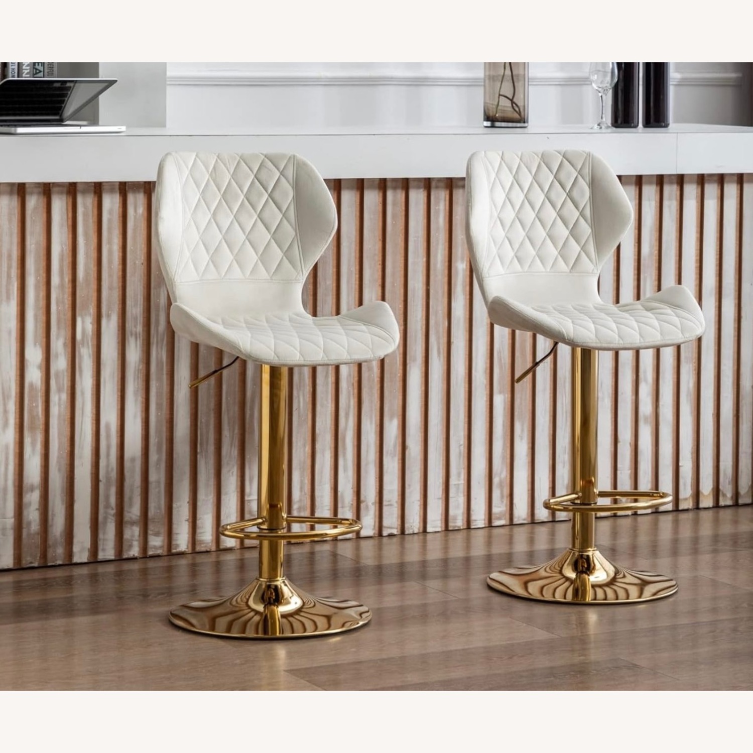 Velvet Bar Stools Set of 2 Counter Barstools - image-3
