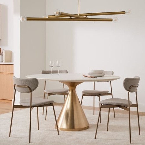 Used Silhouette White Marble Dining Bistro Table  for sale on AptDeco