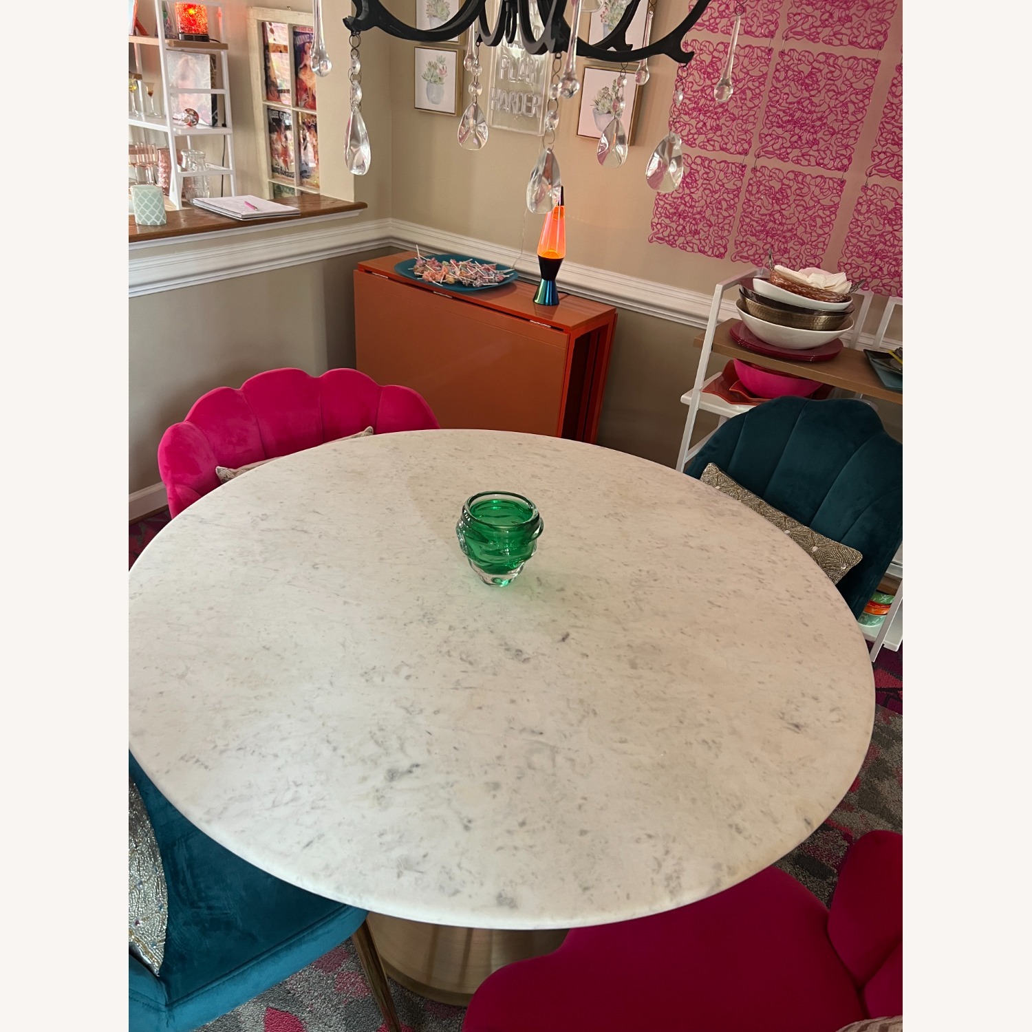 Silhouette White Marble Dining Bistro Table - image-2