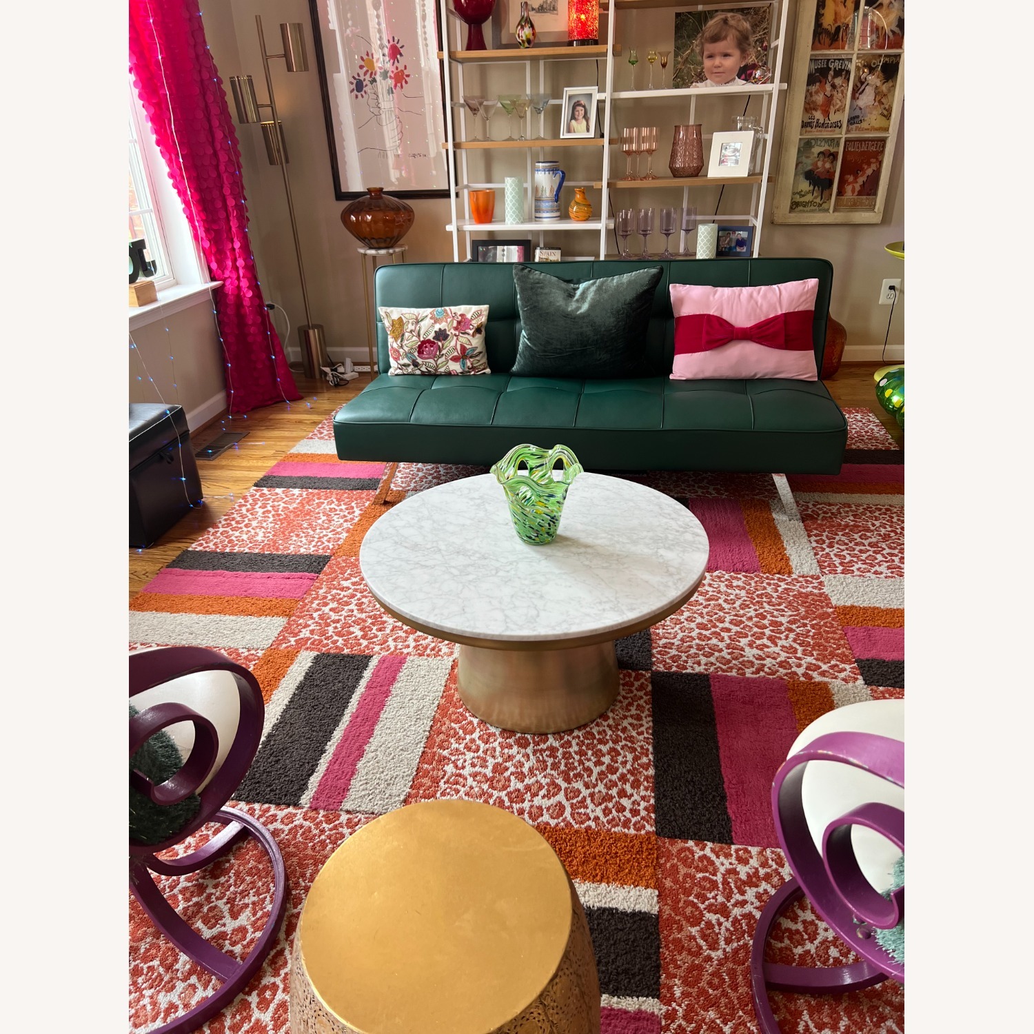 Marble Topped Pedestal Coffee Table (30.5") - image-3