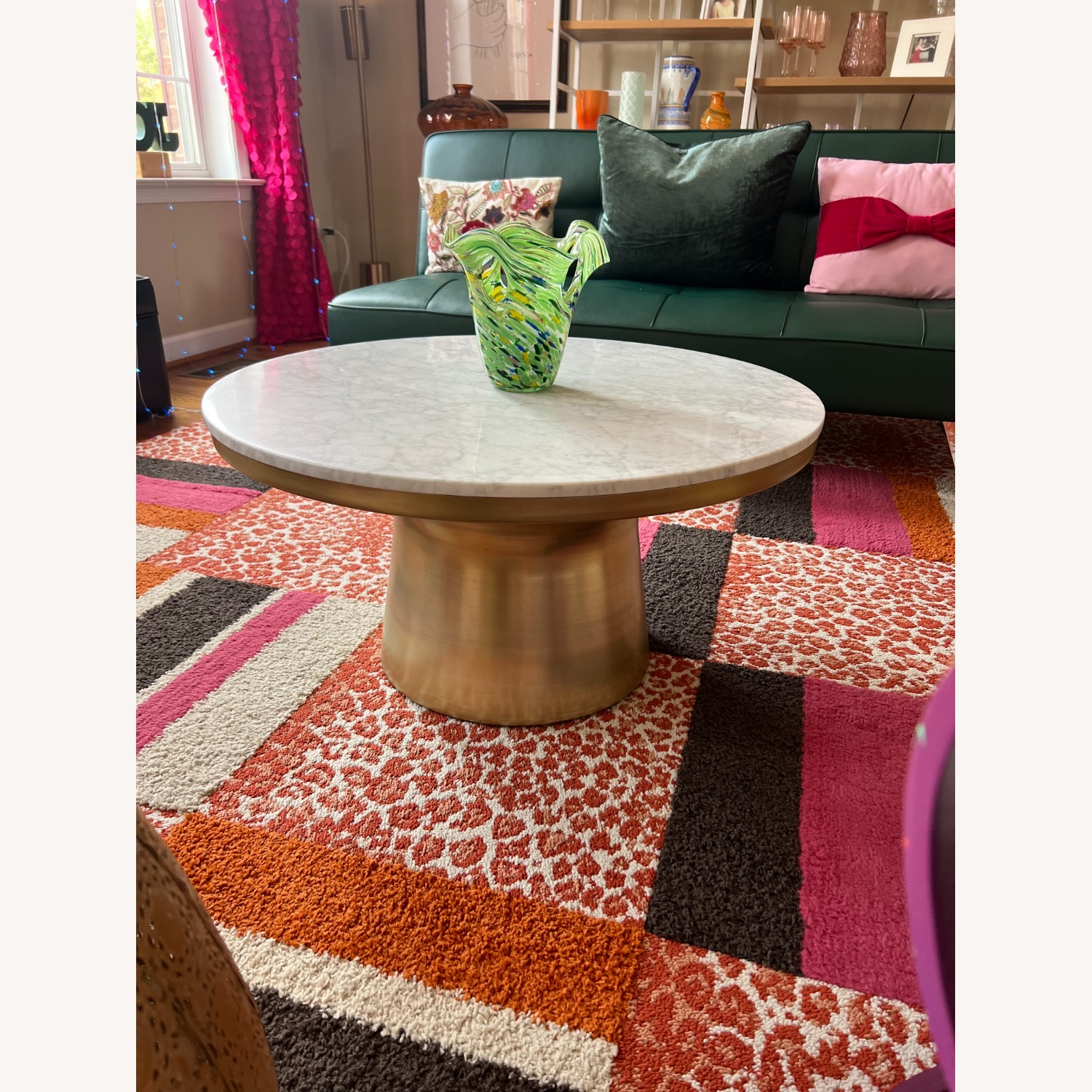 Marble Topped Pedestal Coffee Table (30.5") - image-1