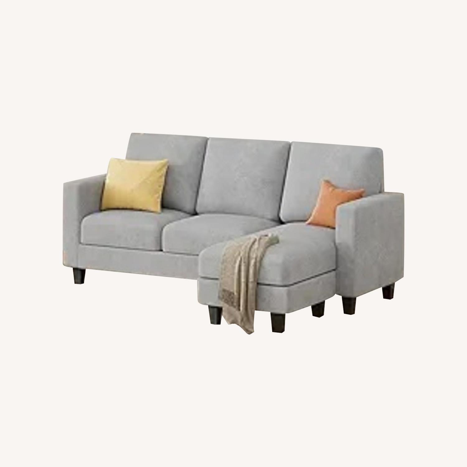 Furmax 70" Grey Linen 3-seat Sectional - image-0