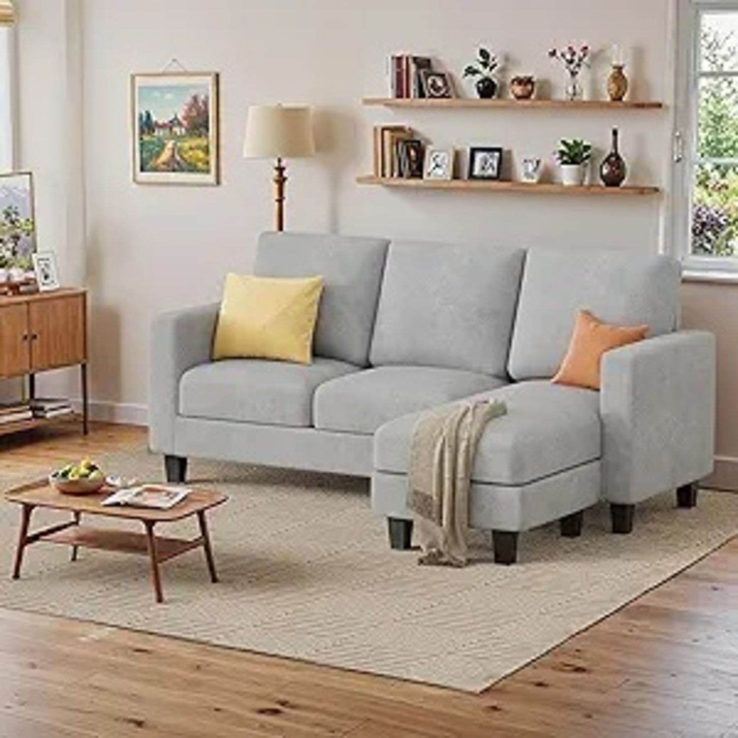 Furmax 70" Grey Linen 3-seat Sectional - image-4