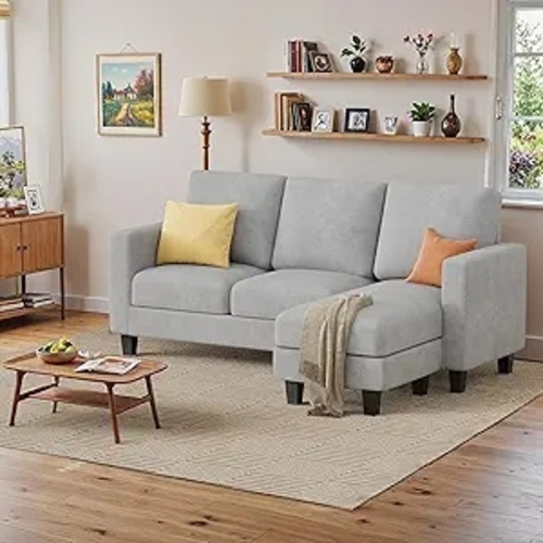 Used Furmax 70" Grey Linen 3-seat Sectional  for sale on AptDeco