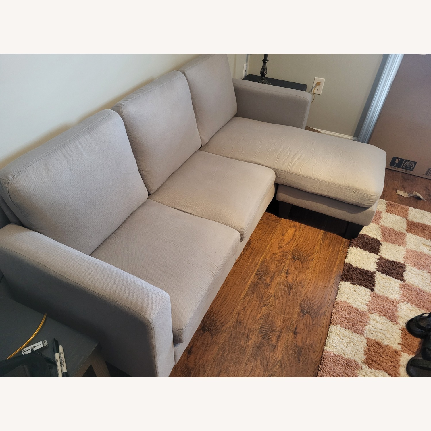 Furmax 70" Grey Linen 3-seat Sectional - image-3