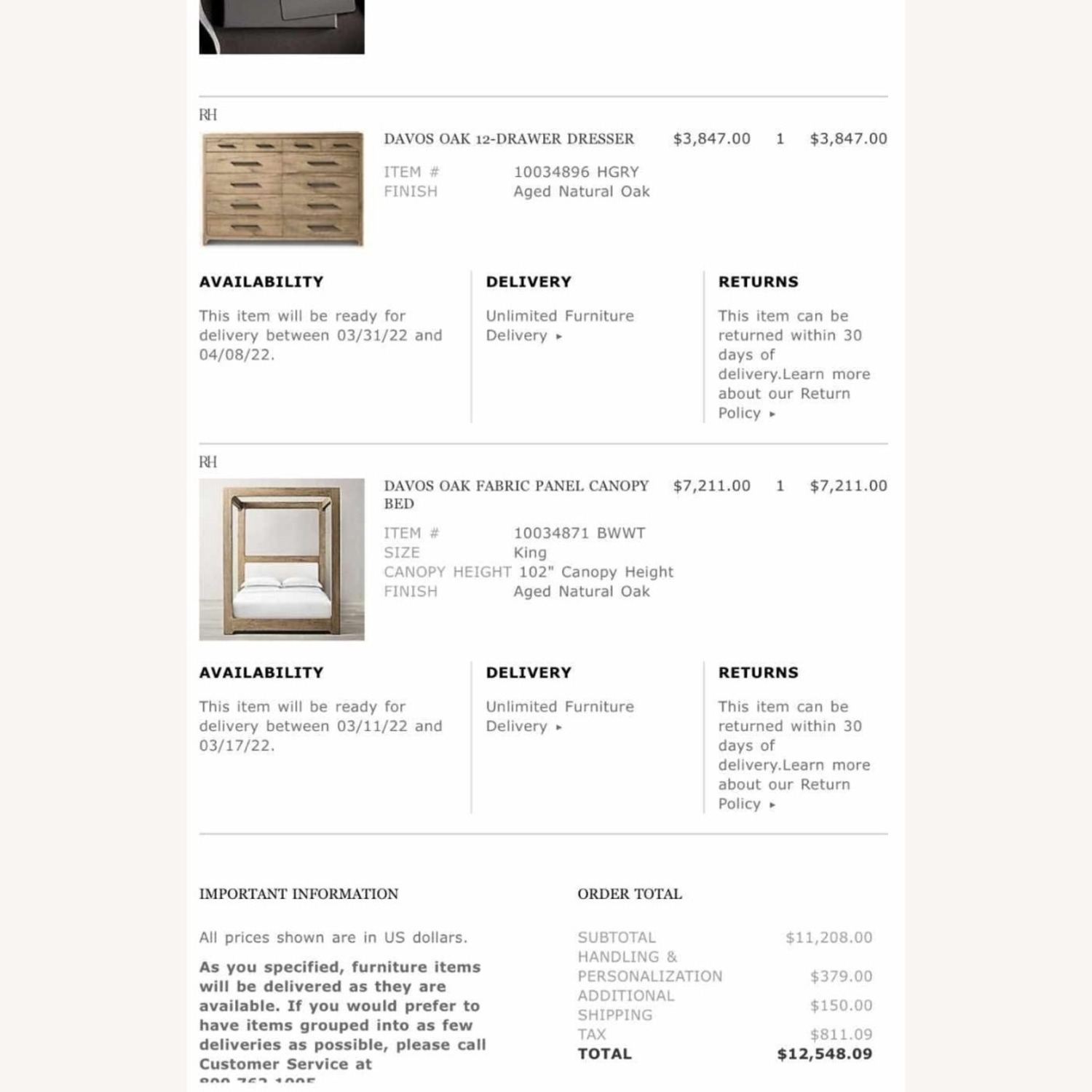 Restoration Hardware 102' Tall King Bed - image-7