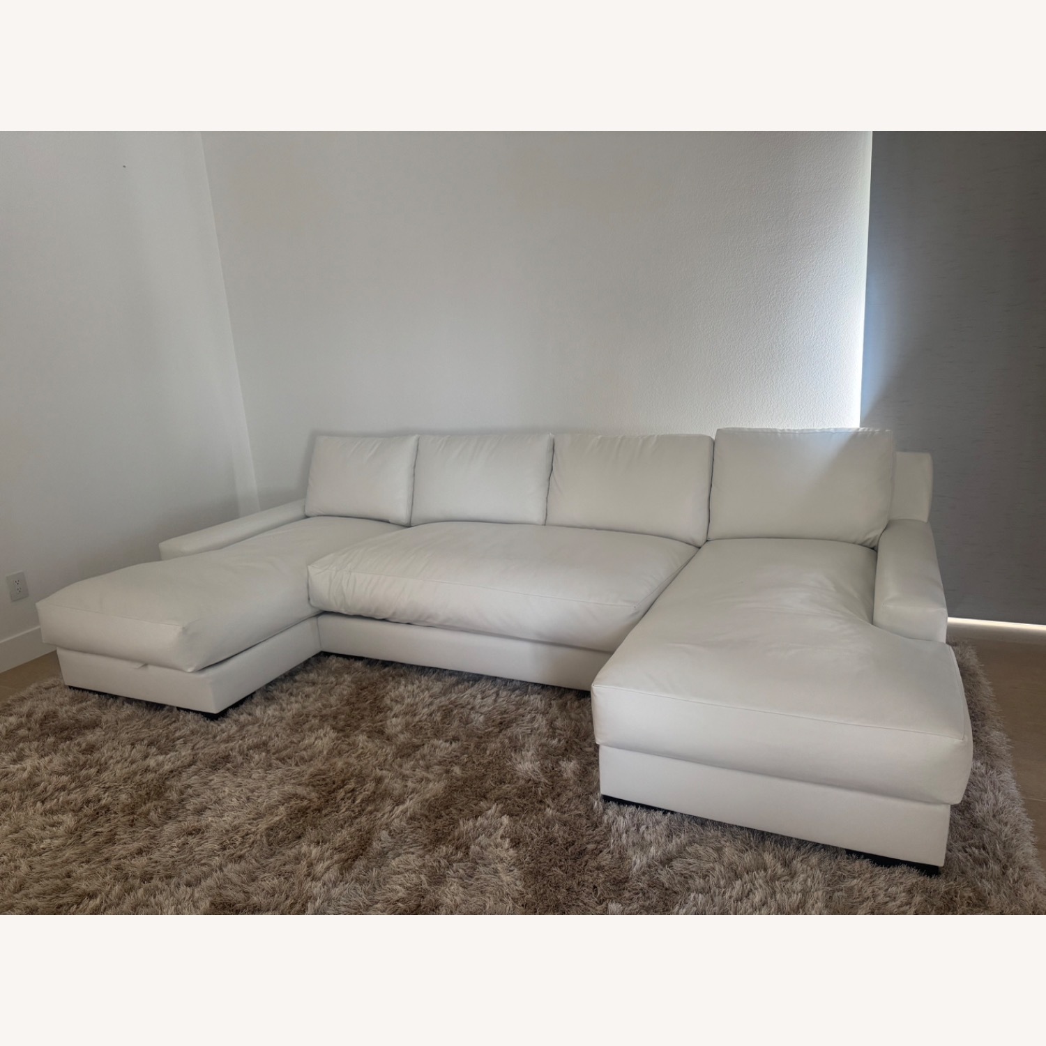Restoration Hardware Custom Made White Leather Sectional Couch  - image-2