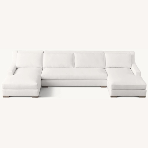 Used Restoration Hardware Custom Made White Leather Sectional Couch  for sale on AptDeco