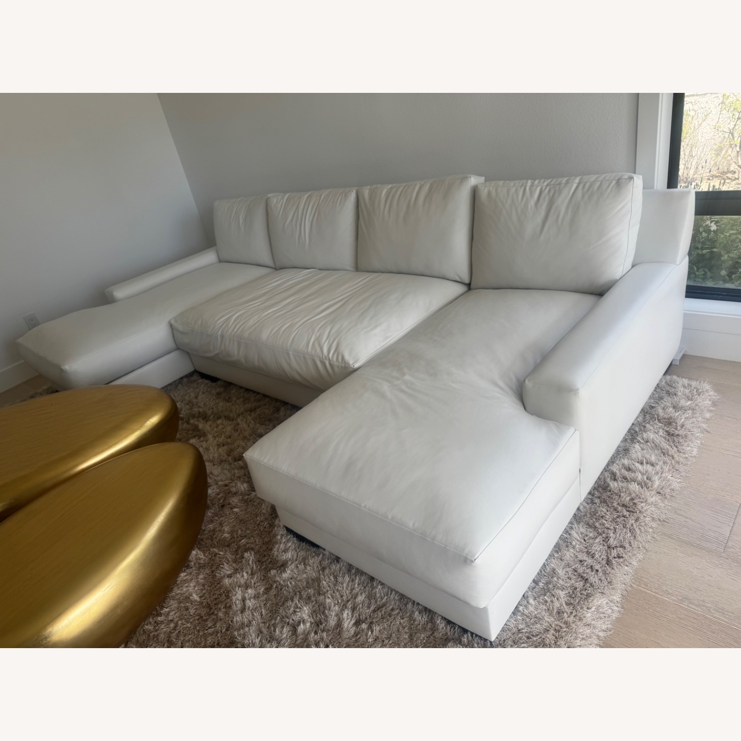 Restoration Hardware Custom Made White Leather Sectional Couch  - image-3