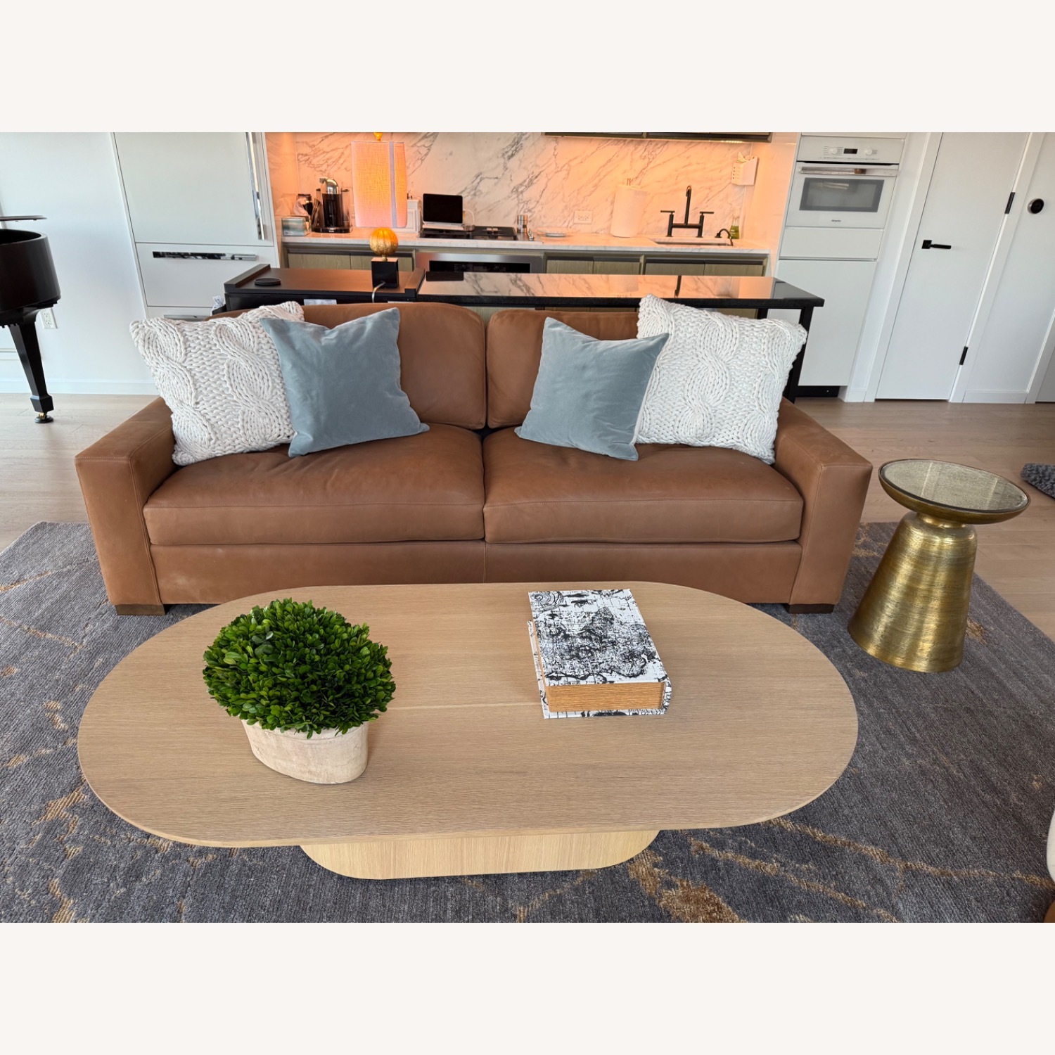 RH 8ft Italian Cavallino Leather Maxwell Sofa - image-1