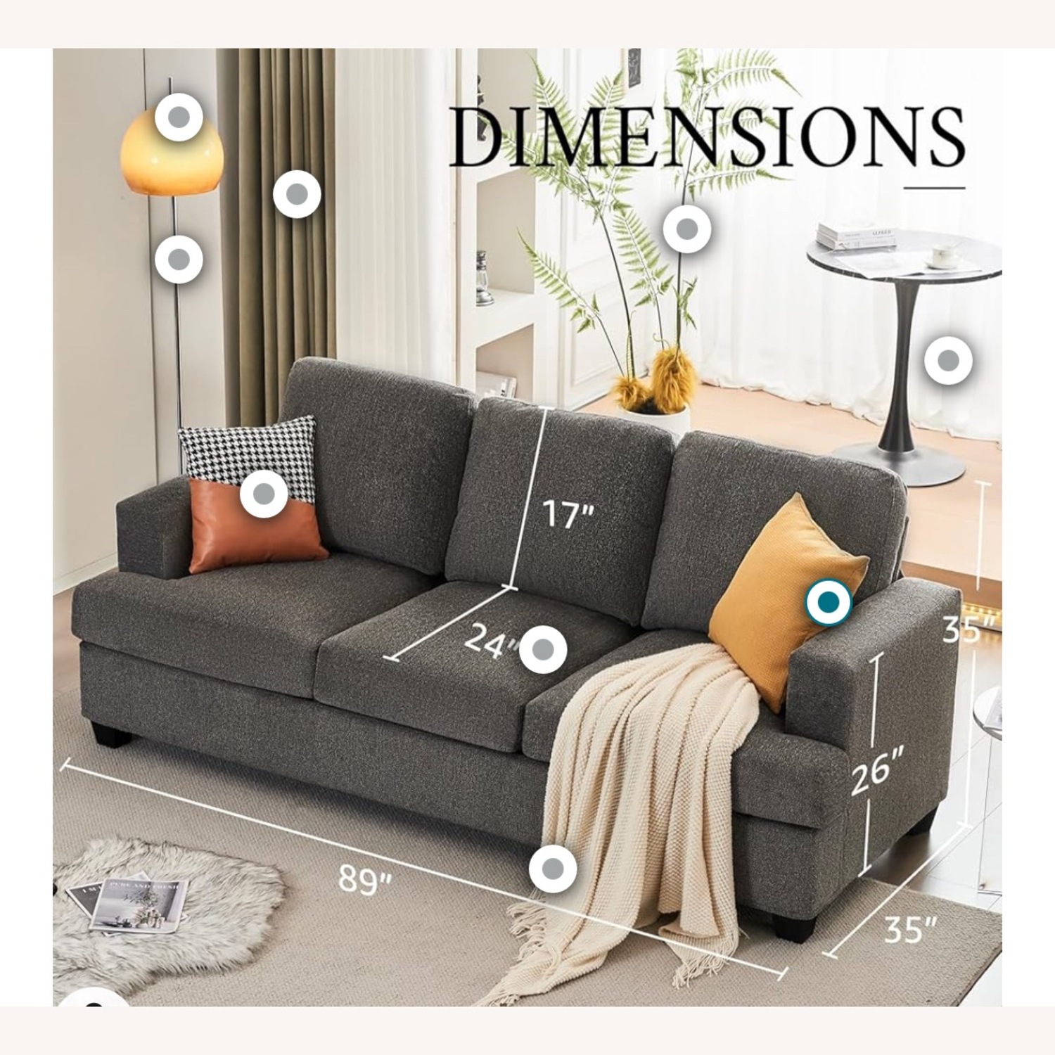 VanAcc 89 Inch Sofa, 3 Seater - image-4