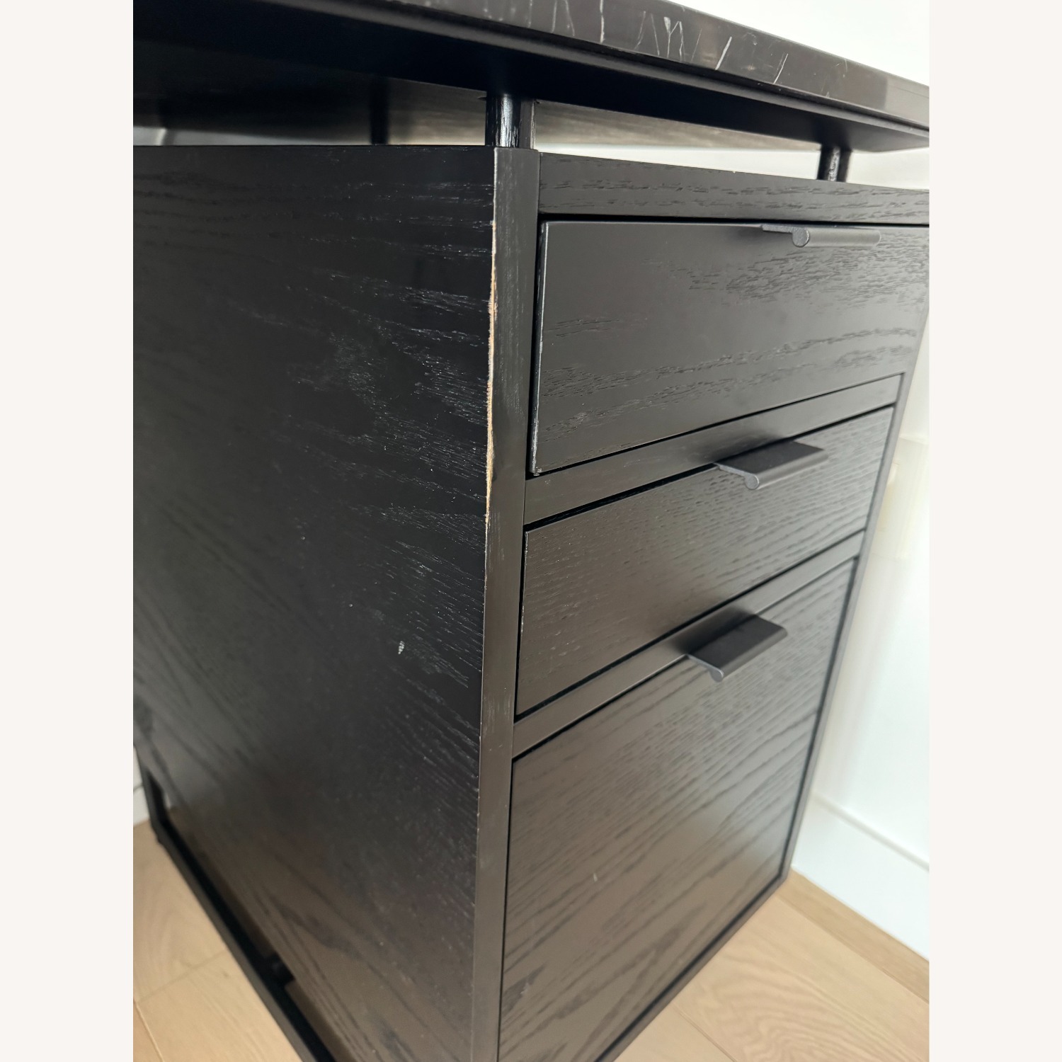 CB2 6-Drawer Black Oak Desk w Black Marble Top  - image-6