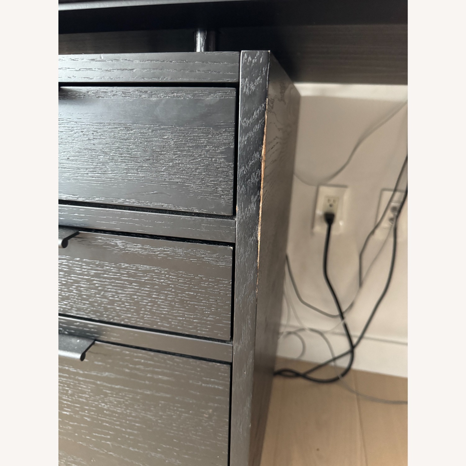 CB2 6-Drawer Black Oak Desk w Black Marble Top  - image-3