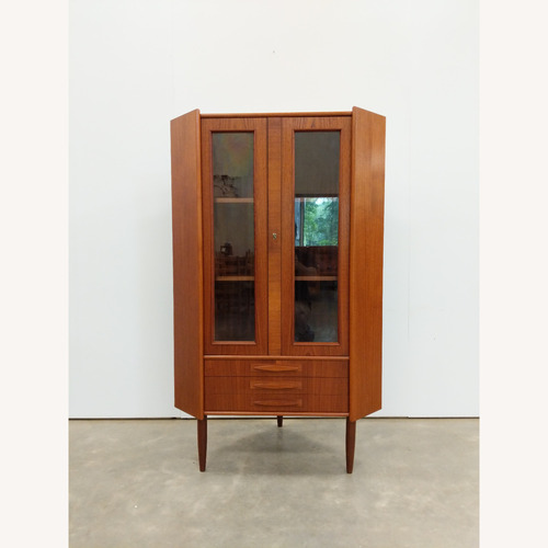 Used Vintage Danish Modern Teak Corner Cabinet for sale on AptDeco