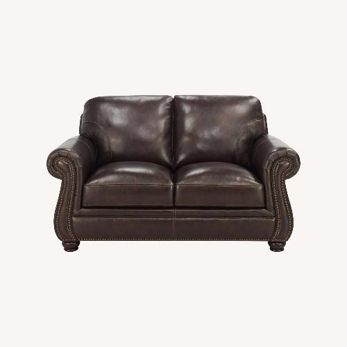 Used Raymour & Flanigan Alistair Leather Loveseat for sale on AptDeco