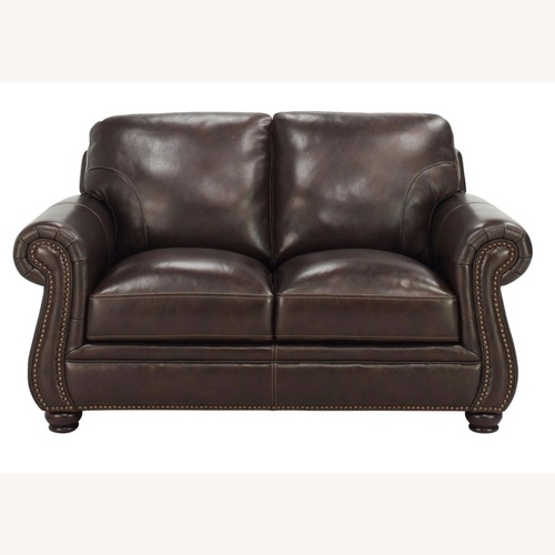 Used Raymour & Flanigan Alistair Leather Loveseat for sale on AptDeco